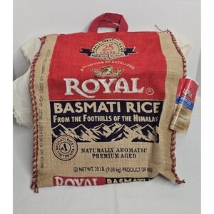 Royal Basmati Rice Burlap Zip Bag Red Handles 18"x15"